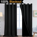 Yakamok 100% Blackout Lined Panels, Room Darkening Thermal Insulated Blackout - Image 2