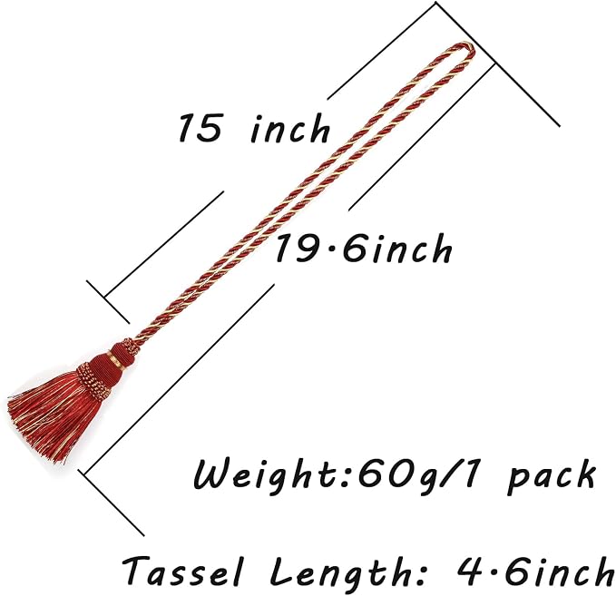 Fenghuangwu 2 Pack Curtain Tie Backs Rope Tassels - Image 2
