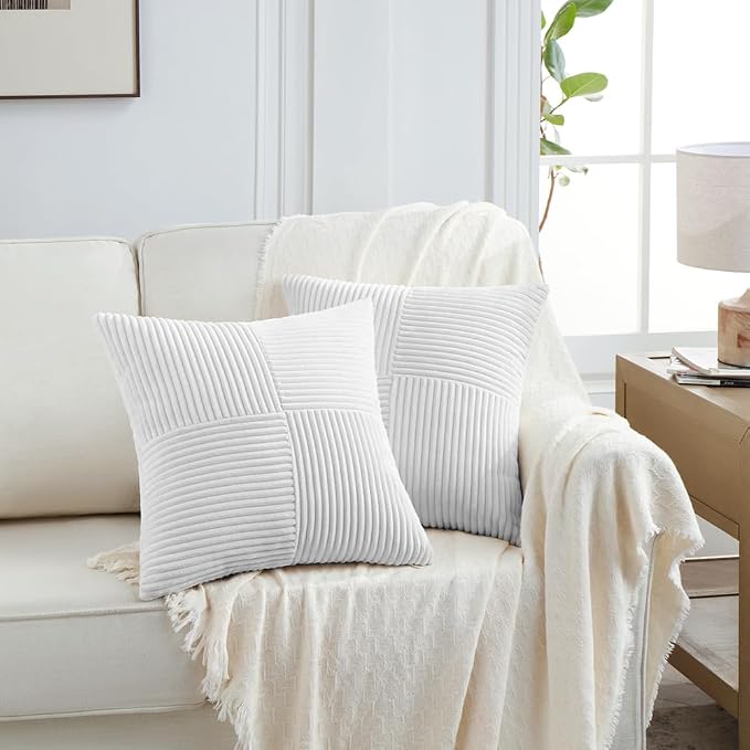 Fancy Homi 2 Packs White Euro Decorative Throw Pillow Covers 26x26 Inch - Image 6
