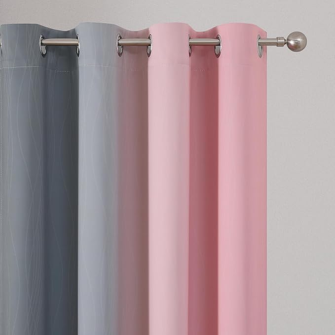 Estelar Textiler Ombre Grey and Pink Blackout Curtains 72 Inch Length 2 Panels - Image 4