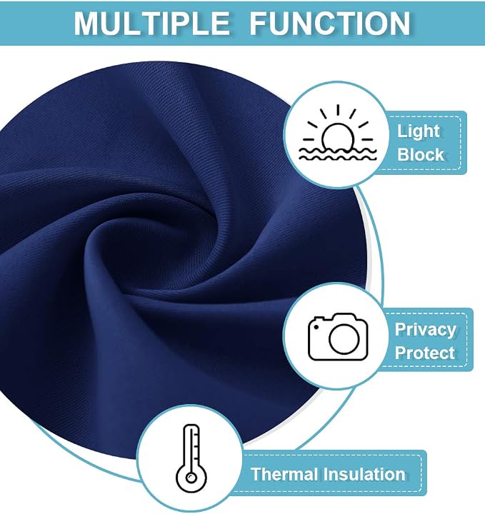 RYB HOME Blackout French Door Window Curtain Covering, Rod Pocket Thermal - Image 5