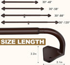 GXOACKJ Brown Curtain Rods for Windows 28 to 60 inch, 5/8 inch Adjustable Wrap - Image 4
