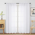 White Sheer Curtains for Window 72 inches Long 2 Panels Set, Soft Airy Modern by Home