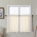 Gwine Cream Sheer Curtains 30 Inch Length, Short Light Filtering Voile Small by Gwine