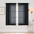 Black Window Sheer Curtains 54 inch Length, Soft Airy Light Filtering Sheer by Home