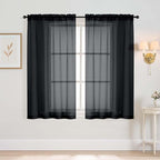 Black Window Sheer Curtains 54 inch Length, Soft Airy Light Filtering Sheer by Home