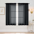 Halloween Black Window Sheer Curtains 45 Inches Length, Voile Short Curtains by Home