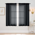 Halloween Black Window Sheer Curtains 45 Inches Length, Voile Short Curtains by Home