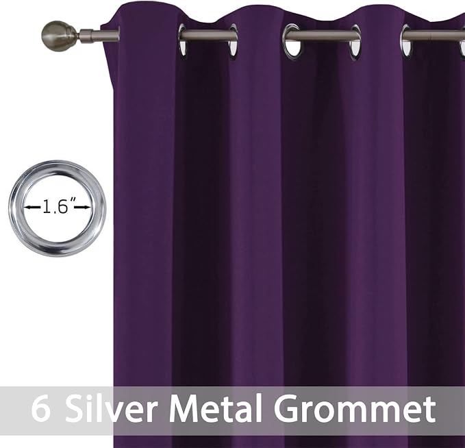 Yakamok Blackout Curtains Room Darkening Thermal Insulated Grommet Top Solid - Image 2