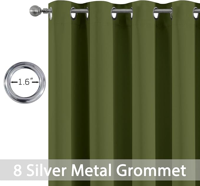 Yakamok Olive Green Curtains 84 Inches Length Blackout Curtain - Image 2