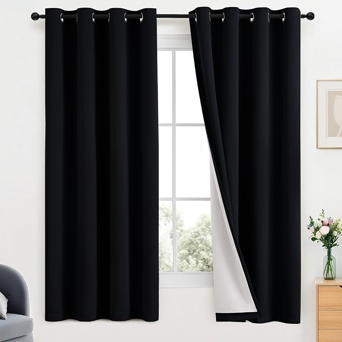 Yakamok 100% Blackout Curtains Black Room Darkening Thermal Insulated Window by Yakamok