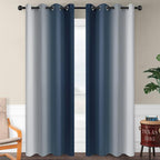 SimpleHome Navy Blue Ombre Room Darkening Curtains - Image 2