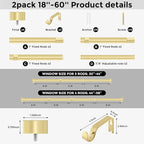 VOIIY 2 Pack Gold Curtain Rods for Windows 28 to 48 Inch, Size:30''-60'' - Image 9
