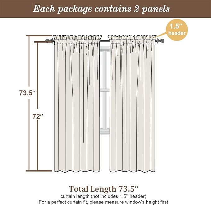 Chyhomenyc Taupe Sheer Curtains 72 Inch Length 2 Panels, Light Filtering Soft - Image 4