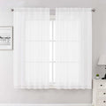 Lecloud White Sheer Curtains 63 Inch Length 2 Pcs, Light Filtering Rod Pockets by Lecloud