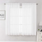 Lecloud White Sheer Curtains 63 Inch Length 2 Pcs, Light Filtering Rod Pockets by Lecloud