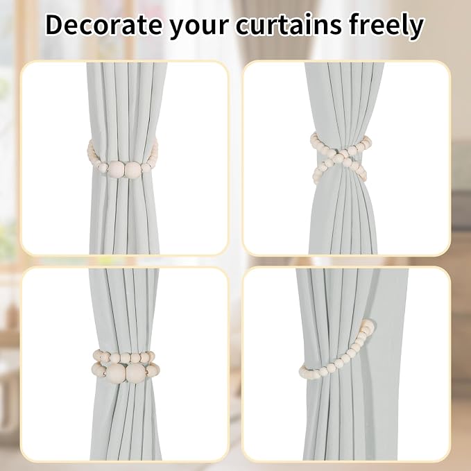 KLOGTSIND Magnetic Curtain Tiebacks, 4 Pack Curtain Holdbacks - Image 3