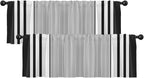 Emvency 2 Pack Valances Window Treatments, Striped Geometric Minimalist Black by Emvency