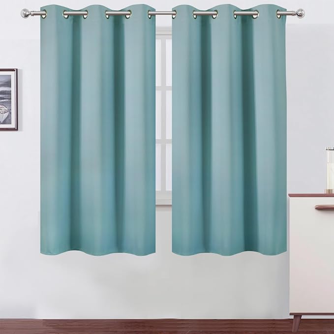 LEMOMO Blackout Curtains 42 x 63 inch/Stone Blue Curtains Set of 2 by Lemomo