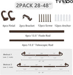 TVWOO Bronze Wrap Around Curtain Rods 2 Pack:Small Blackout Adjustable Window - Image 7
