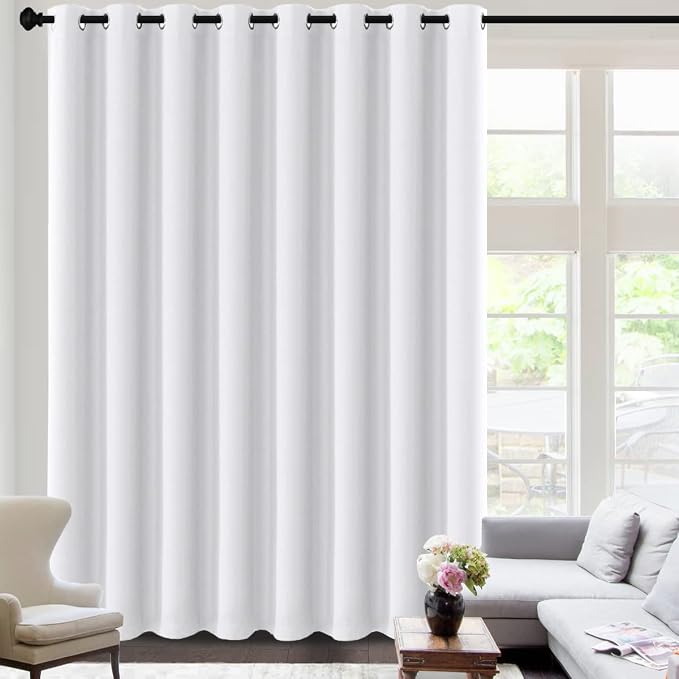 H.VERSAILTEX White Curtains for Sliding Glass Door Room Divider Curtains Noise by HVERSAILTEX