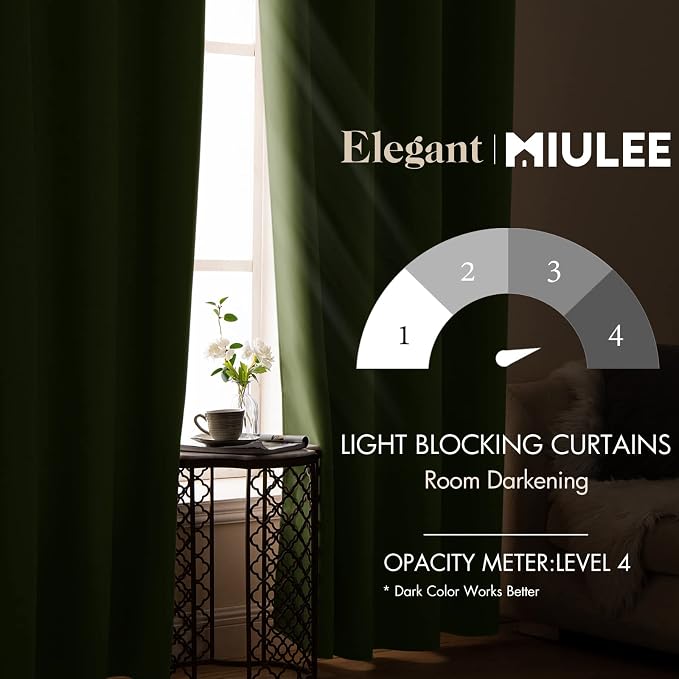 MIULEE Blackout Curtains Room Darkening Thermal Insulated Black Out Drapes - Image 2