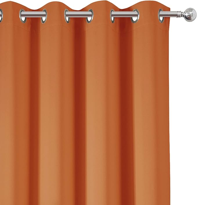 LEMOMO Orange Blackout Curtains 52 x 54 Inch Length/Set of 2 Curtain - Image 7