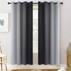 Yakamok 72 Inch Length Black and Greyish White Ombre Curtains, Light Blocking - Image 2