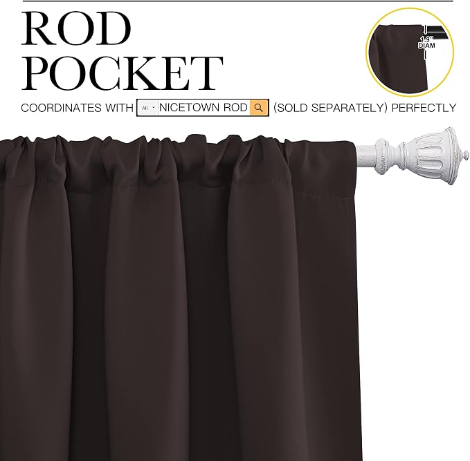 NICETOWN Kitchen Curtains, Short Blackout Curtains & Drapes, Energy Smart Noise - Image 3