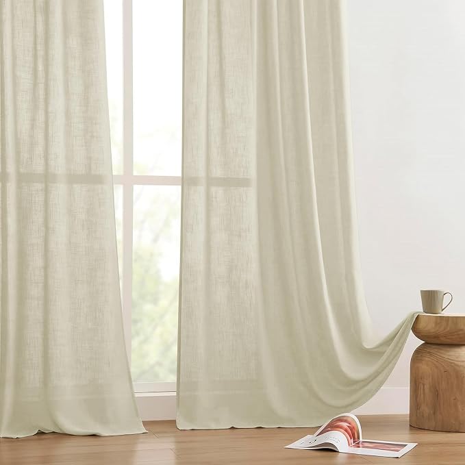 Joydeco Linen Curtains 84 Inch Length 2 Panels Set, Light Filtering Curtains - Image 7