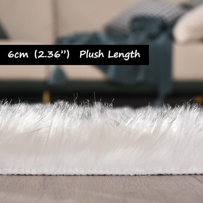 Goolela Faux Sheepskin Rug 2x6 Fluffy Fuzzy Furry Runner - Image 3