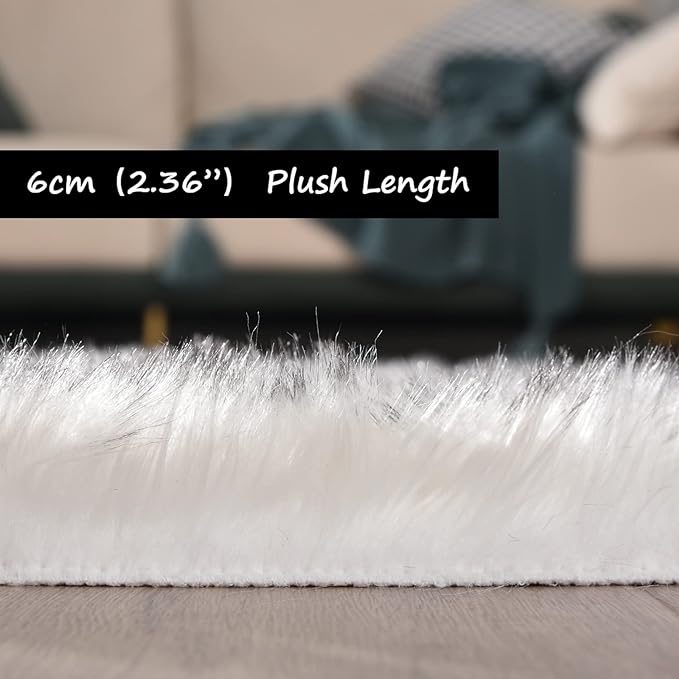 Goolela Round Sheepskin Rug 5ft Fluffy Circle Fuzzy Faux Fur Rug - Image 4