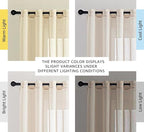 NICETOWN 90 inch Beige Curtains Linen Sheer Faux Flax Window Drapes, Grommet - Image 3
