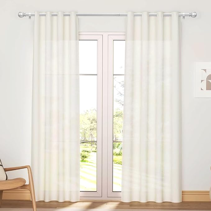 Silver Curtain Rod for Windows 30 to 60 Inch, 5/8 Inch Diameter Adjustable - Image 2