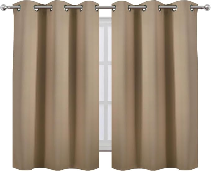 LEMOMO Natural Blackout Curtains 42 x 54 Inch Length Set of 2 Panels Grommet - Image 2