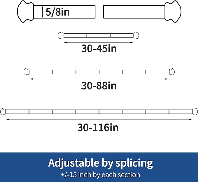 Curtain Rods 2 Pack 5/8 inch White Curtain Rods - Image 2