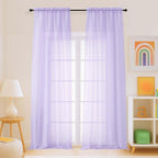 Sheer Curtains for Window 96 Inches Long 2 Panels, Soft Airy Light Filtering by Home