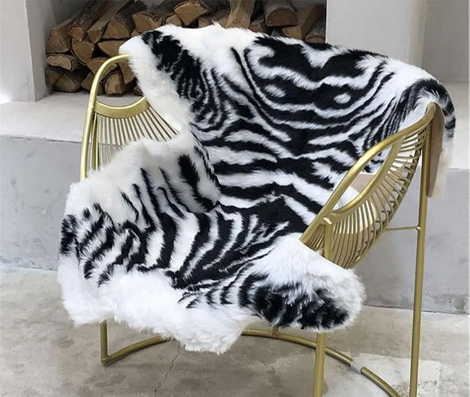 Zebra Print Rug Faux Animal Cowhide Skin Area Rug Leather Carpet Mat Small Size - Image 5