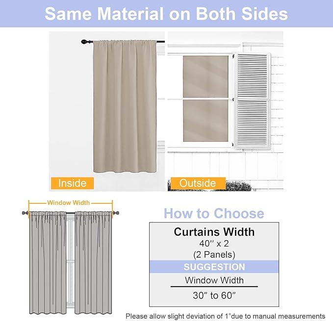Simplebrand Ava Biscotti Beige Short 36 Inches Blackout Curtain 2 Panels Set - Image 7