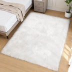 Goolela White Area Rug 5x7 Fluffy Fuzzy Furry Sheepskin Rug - Image 2