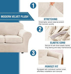 H.VERSAILTEX Modern Velvet Plush 4 Piece High Stretch Sofa Slipcover Furniture - Image 3
