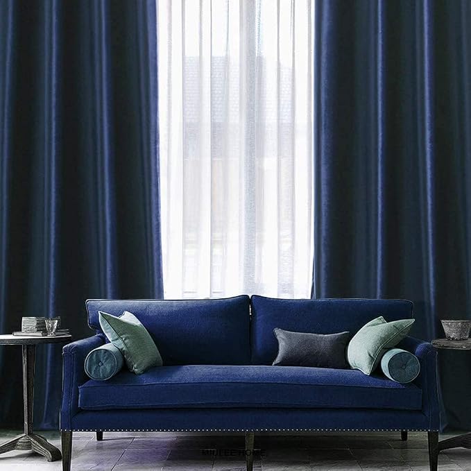 MIULEE 2 Panels Blackout Velvet Curtains Solid Soft Grommet Royal Blue Curtain - Image 6