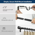 IFELS Heavy Duty Curtain Rods for Windows 66 to 120 Inch, 1 Inch Adjustable - Image 4