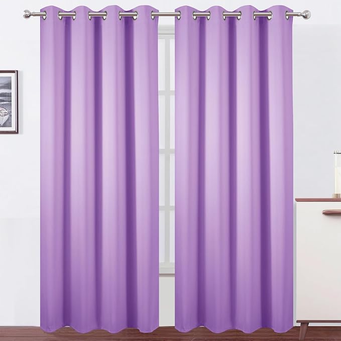 LEMOMO Blackout Curtains 52 x 90 Inch Long Lavender Curtains Set of 2 Panels by Lemomo