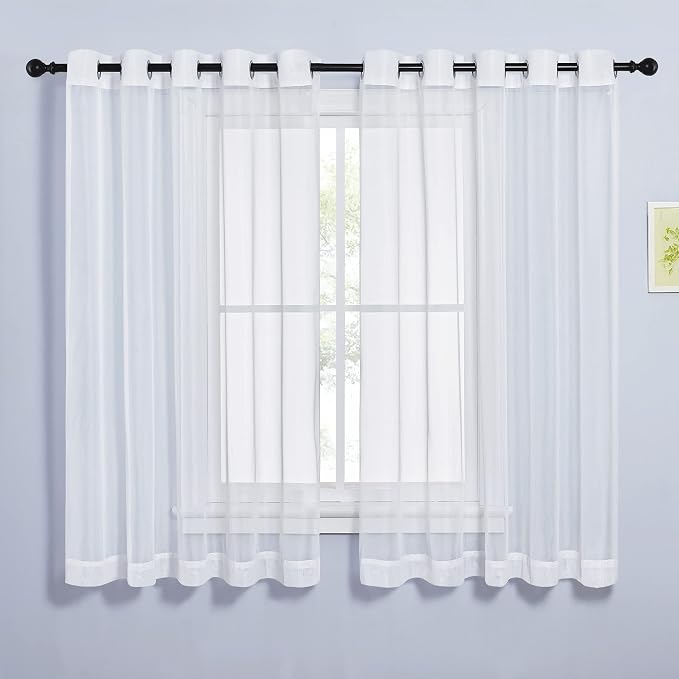 NICETOWN Sheer Curtains for Bedroom Windows 63 inch Length, Grommet Casual by NICETOWN