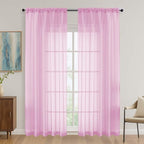 OVZME Light Pink Sheer Curtains 84 Inches Long 2 Panels Set, Light Filtering by OVZME