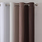 Estelar Textiler Brown and Greyish White Gradient Blackout Curtains 102 Inches - Image 4