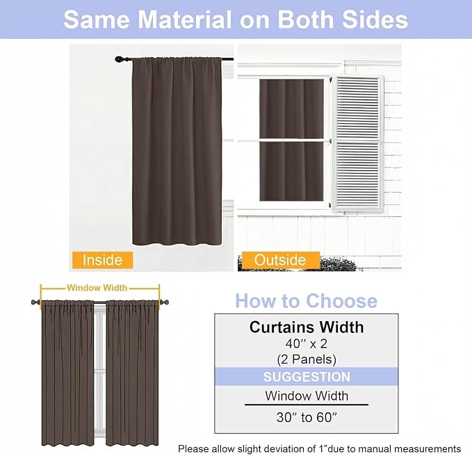 Simplebrand Ava Chocolate Short 36 Inches Blackout Curtain 2 Panels Set - Image 9