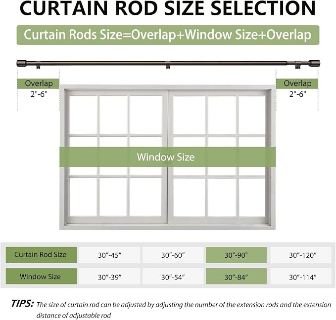 5/8” Diameter Curtain Rods 30-120 Inch, - Image 2