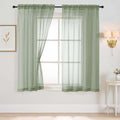 Sage Green Sheer Curtains 63 Inch Length 2 Panels, Voile Sheer Curtain by Home